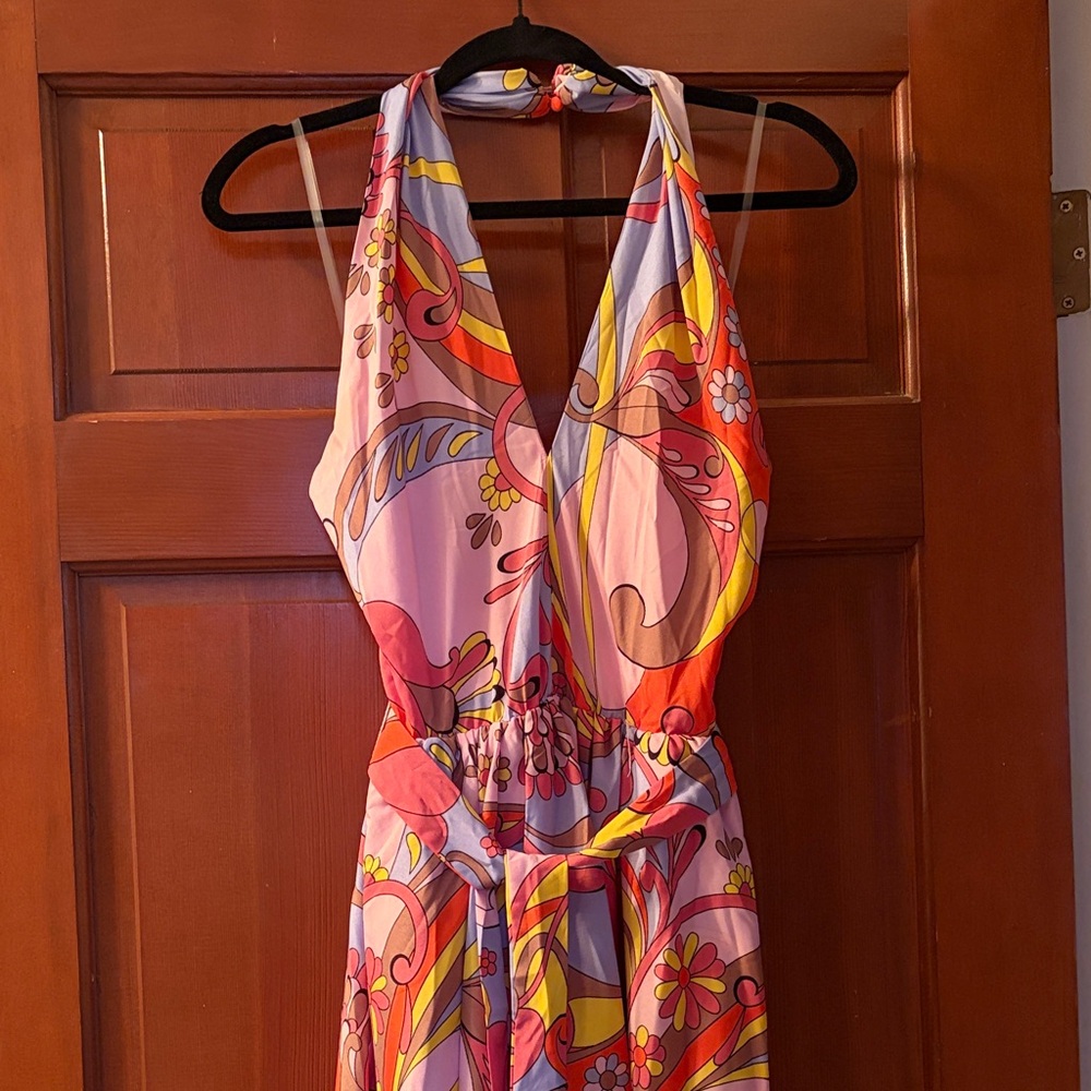 Smak Parlour Colorful Halter Maxi Dress